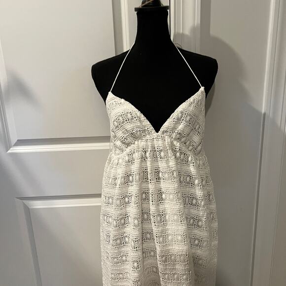 $995 ZIMMERMAN 3 Lace Halter Mini Dress White - Picture 2 of 8